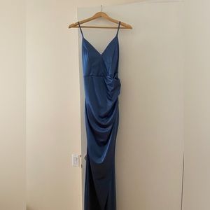 Emerald Sundae Bodycon Slit Navy Dress